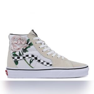 Vans Women's Floral High-Top Sneakers - Cream and Black